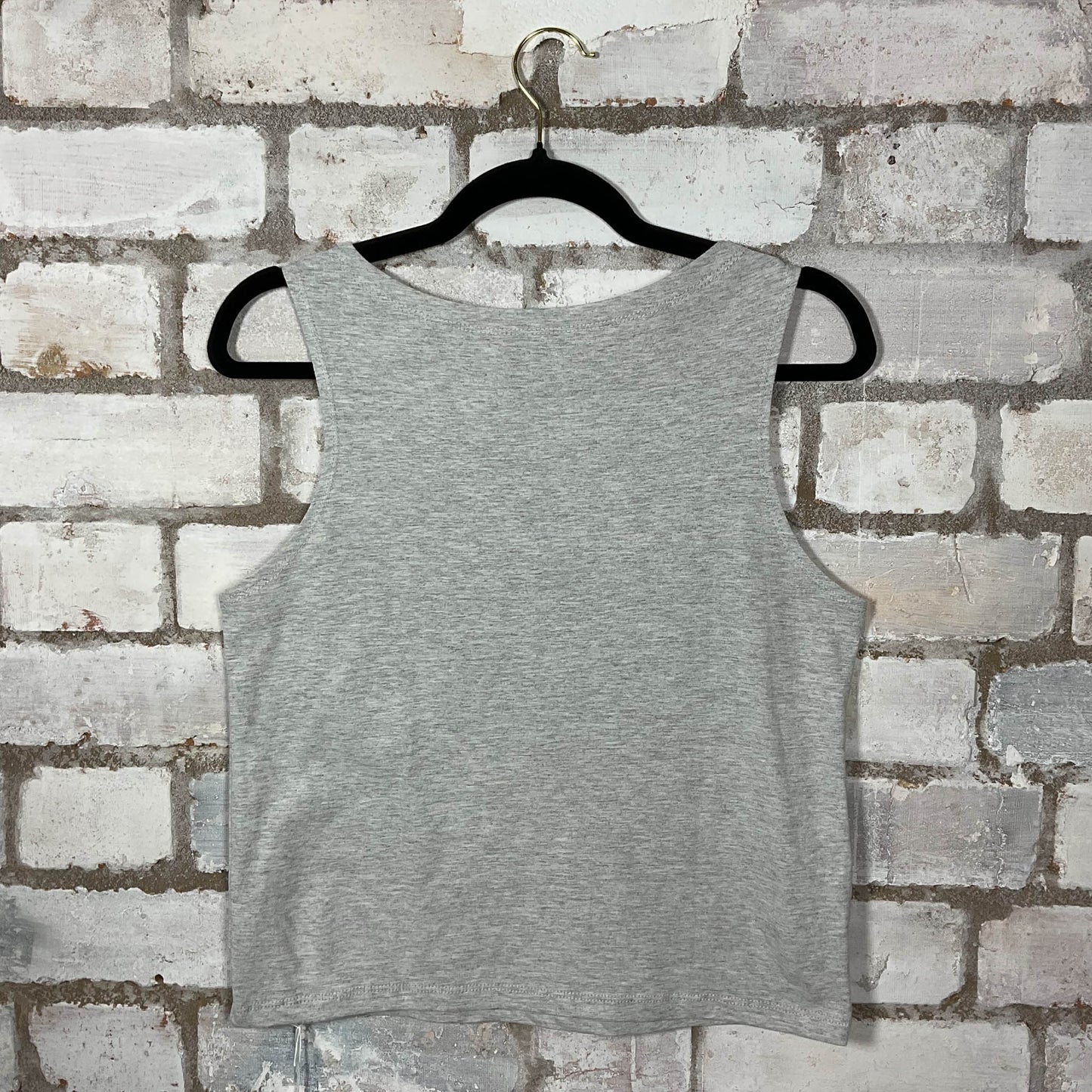 Back View of The Stone Roses Wanna be Adored Grey Marl Tank Top upcycled by Unwantees, sustainable fashion made in great Britain from vintage graphic tshirt