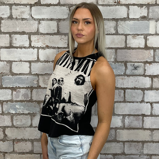 Nirvana White on Black Polaroid Racerback