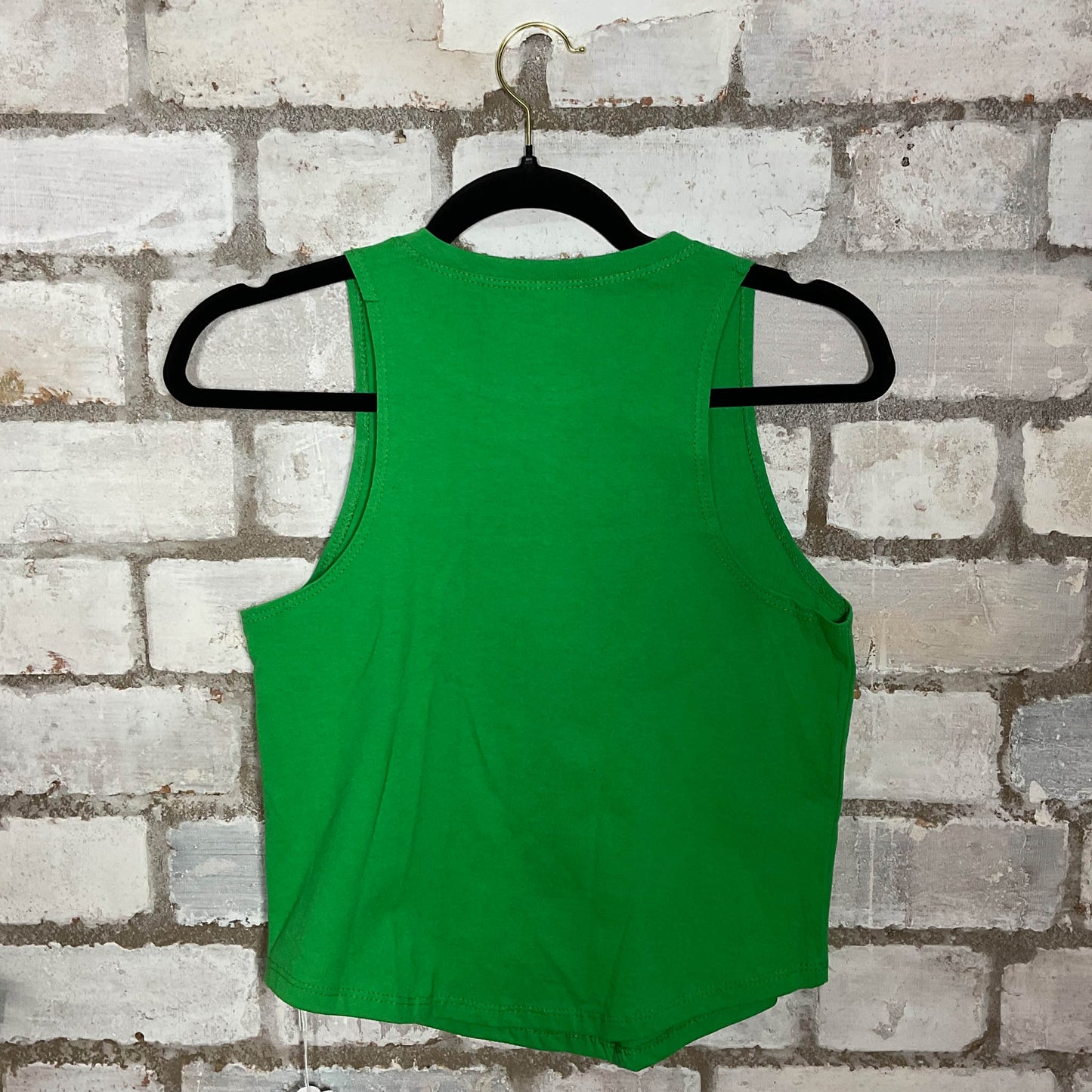 I Love New York Green Racerback Unwantee Upcycle Tank Top upcycled by Unwantees, sustainable fashion made in great Britain from vintage graphic tshirt back view