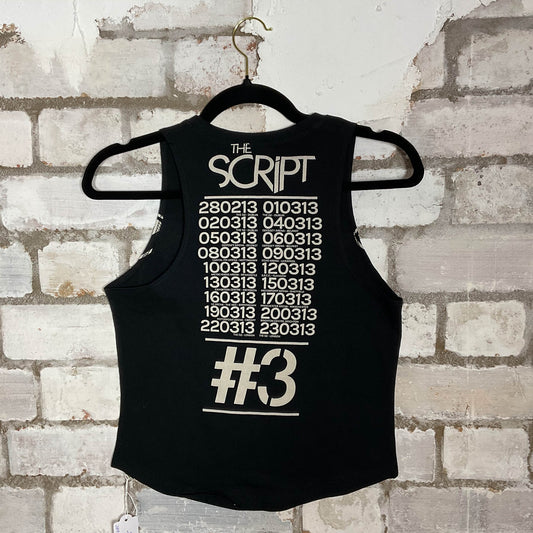 The Script 2013 Racerback Unwantee Upcycle Tank Top upcycled by Unwantees, sustainable fashion made in great Britain from vintage graphic tshirt rear view