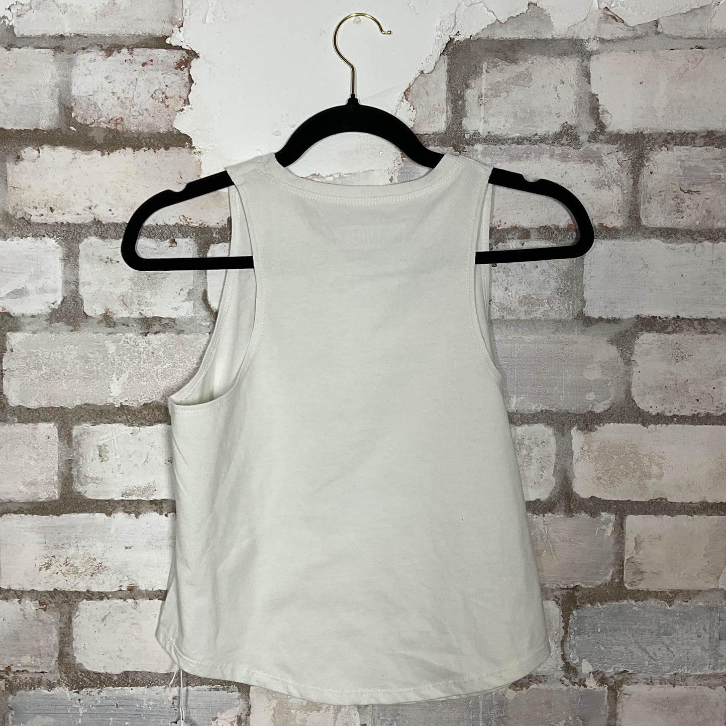 Metallica White Racerback Unwantee Upcycle Tank Top upcycled by Unwantees, sustainable fashion made in great Britain from vintage graphic tshirt Rear view