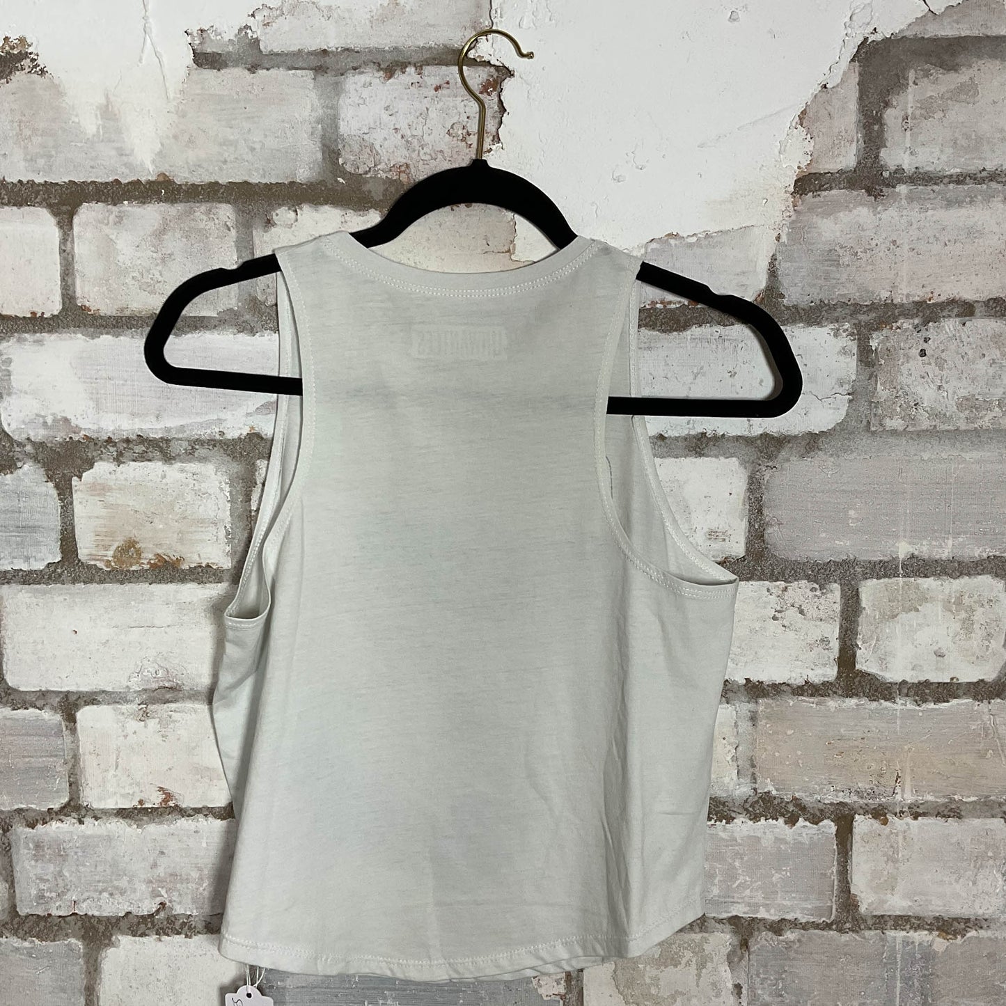 Bruno Mars White Racerback Unwantee Upcycle Tank Top upcycled by Unwantees, sustainable fashion made in great Britain from vintage graphic tshirt rear view
