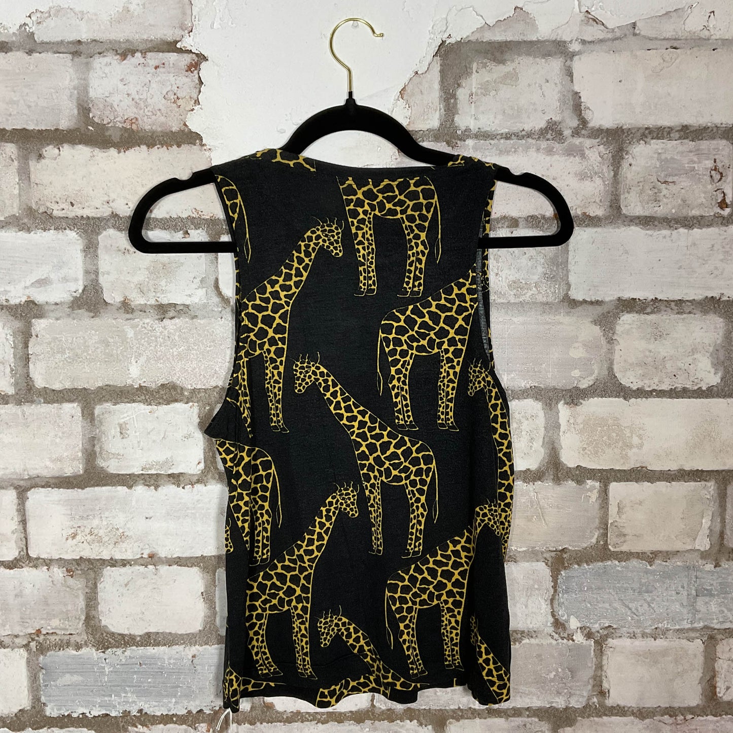 Giraffe Print Unwantee Upcycle Tank Top upcycled by Unwantees, sustainable fashion made in great Britain from vintage graphic tshirt rear view