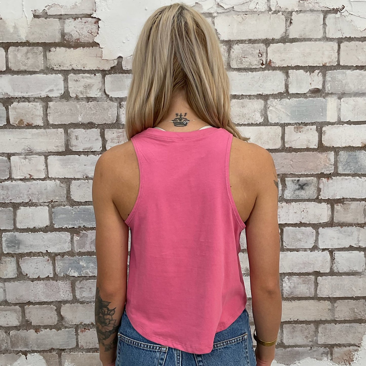 Vans skate wear brand graphic print tank top made from an upcycled graphic band tshirt, punk rock style street wear, athleisure wear, unwantees is a sustainable fashion brand, we take unwanted Y2K graphic tshirts otherwise destined for landfill and recycle clothing into vest tops for sports wear or leisure. Refashioned band merch, Sleeveless Racerback Top