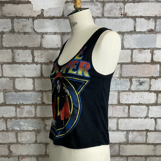 Alice Cooper Scoop neck Unwantees Graphic Vest, recycled fashion, band tank tops, band merch, 1980's print vest