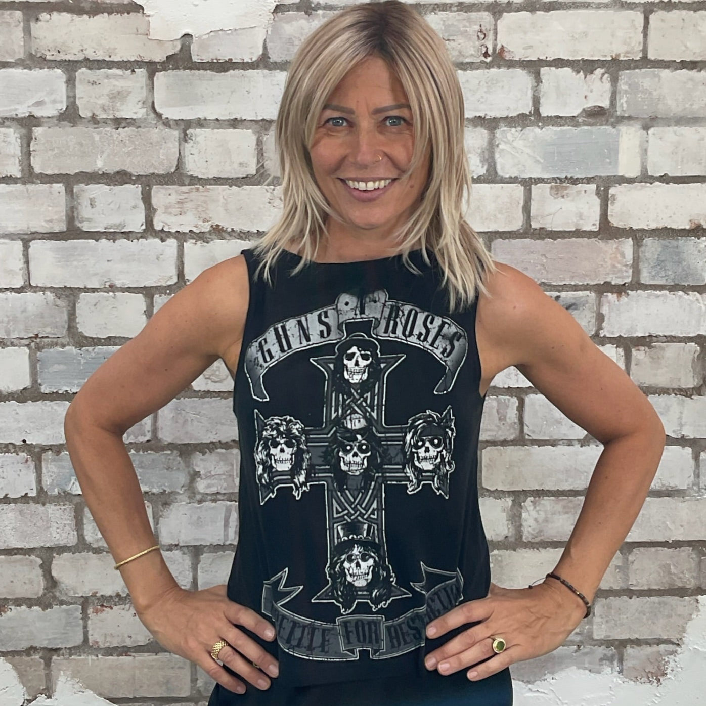 Guns'N'Roses Appetite for Destruction slash neck tank top, vest top, upcycle by unwantees, anti landfill, Made in Great Britain