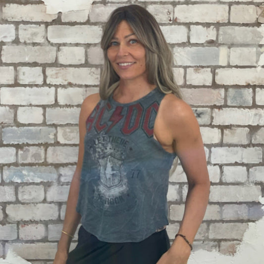 Let there be rock, ACDC Tank Top, ACDC Vest Top, ACDC Tshirt up cycle by Unwantees