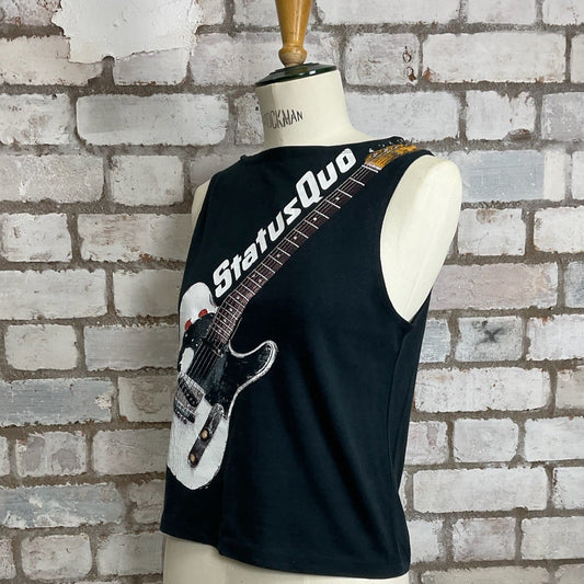 Status Quo Band Tank Top, Status Quo Merch, Upcycled band tshirt by Unwantees, recycled clothing, Band merch, muic merch,