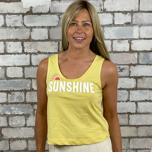 Sunshine tank top, sunshine vest, happy top, scoop neck unwantees, Fashion recycled by Unwantees