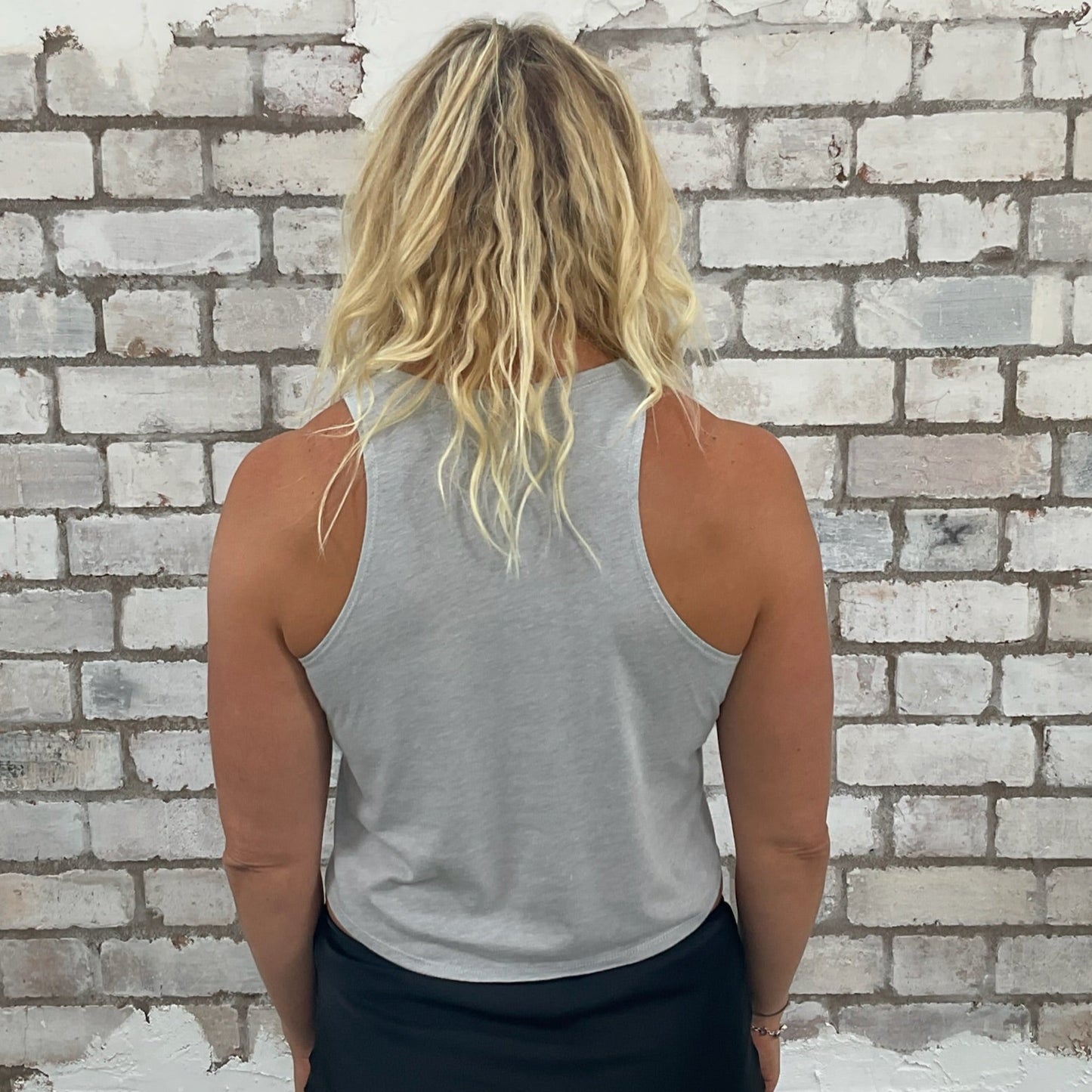 One-of-a-kind High Five University of Louisville original 80s print Racerback Unwantee tank top back view, upcycled, sustainable, made in Britain