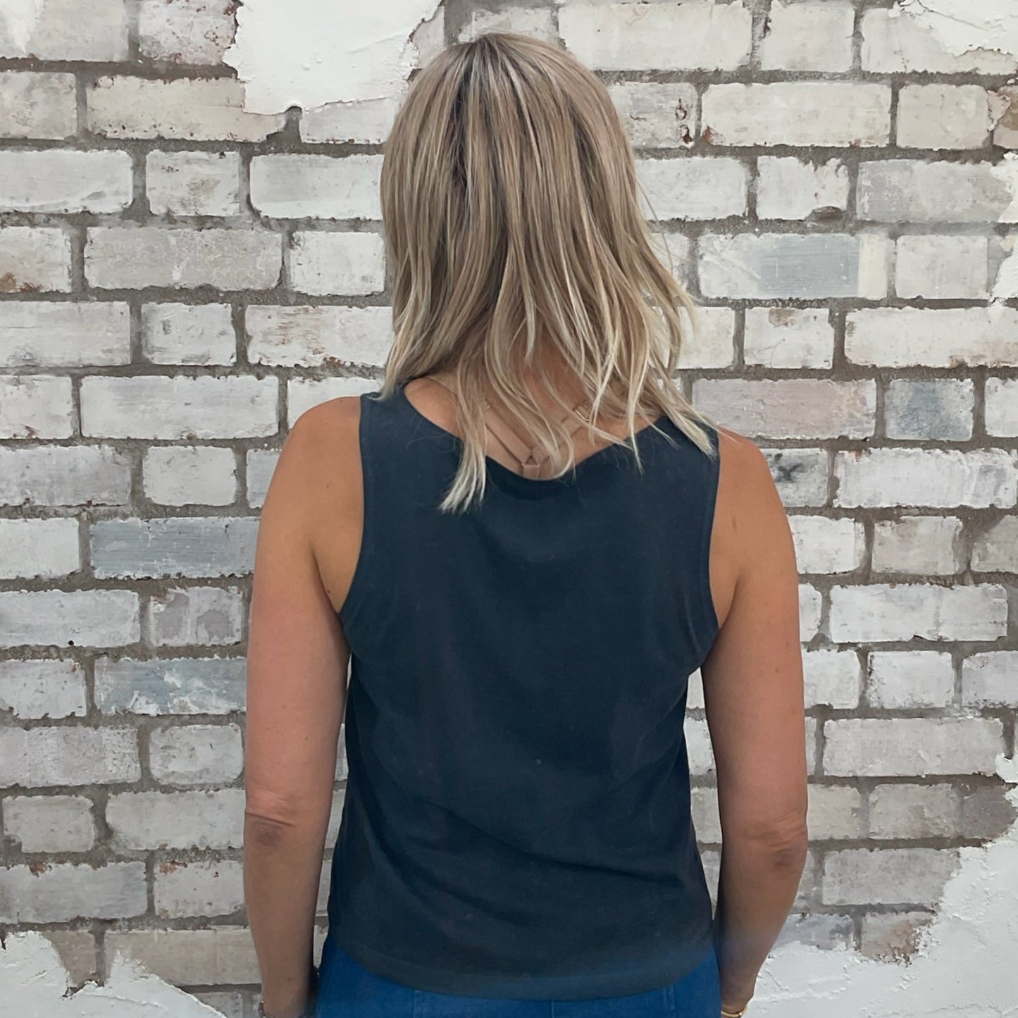 One-of-a-kind Nirvana In Utero classic album print Slash Neck Unwantee tank top back view, upcycled, sustainable, made in Britain