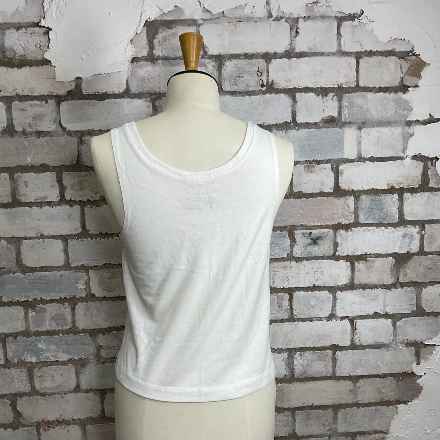 One-of-a-kind Nirvana young band photo graphic Scoop Neck Unwantee tank top back view, upcycled, sustainable, made in Britain