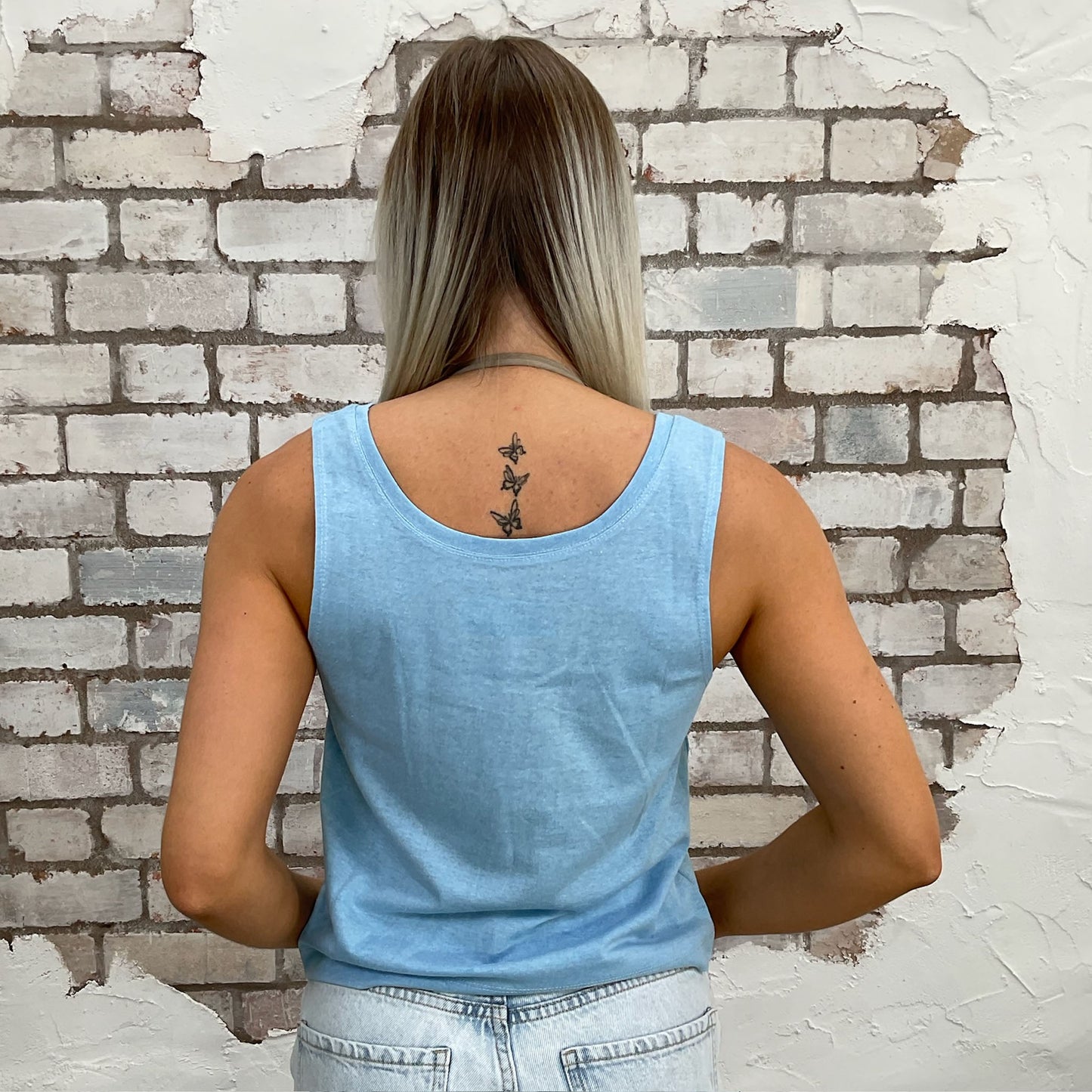 One-of-a-kind Royals World Champion 1985 graphic Unwantee tank top back view, upcycled, sustainable, made in Britain