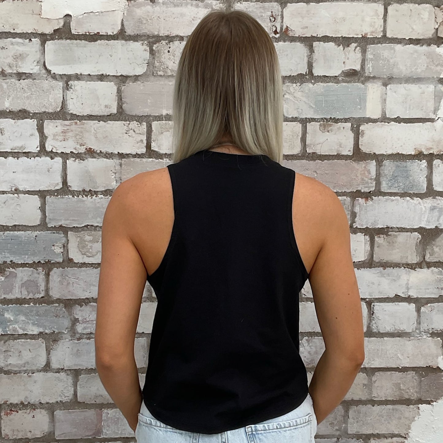 One-of-a-kind The Doors Jim Morrison graphic Racerback Unwantee tank top back view, upcycled, sustainable, made in Britain