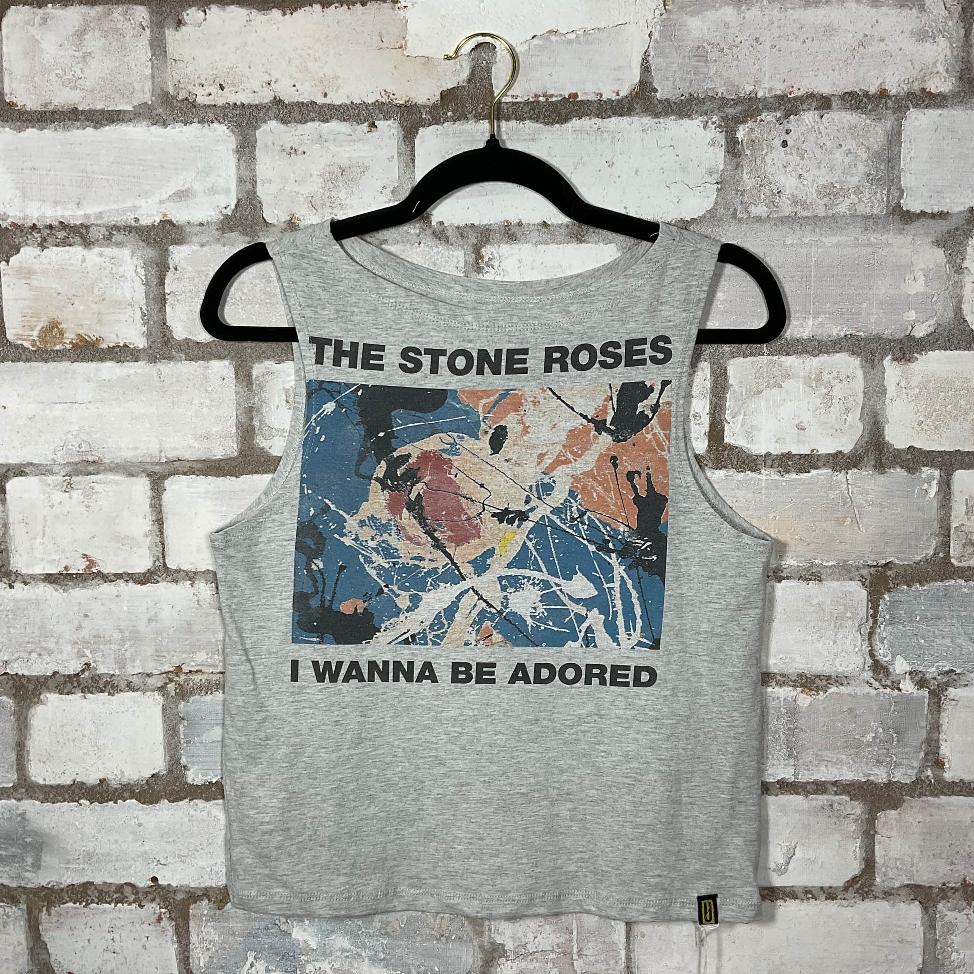 The Stone Roses Wanna be Adored Grey Marl Tank Top upcycled by Unwantees, sustainable fashion made in great Britain from vintage graphic tshirt 