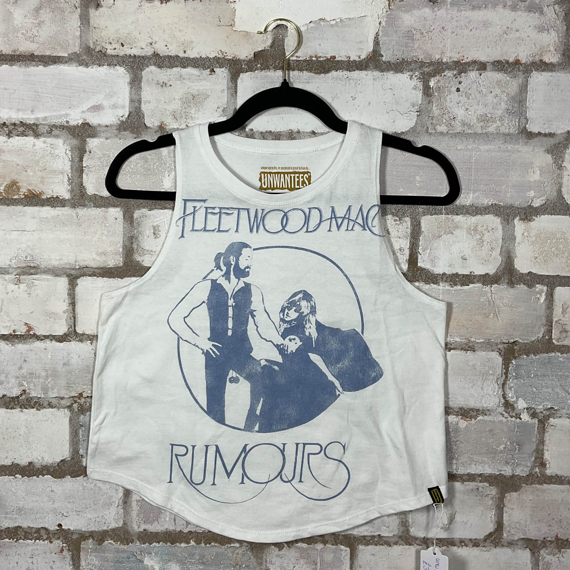 Fleetwood Mac Rumours White Tank Top upcycled by Unwantees, sustainable fashion made in great Britain from vintage graphic tshirt 
