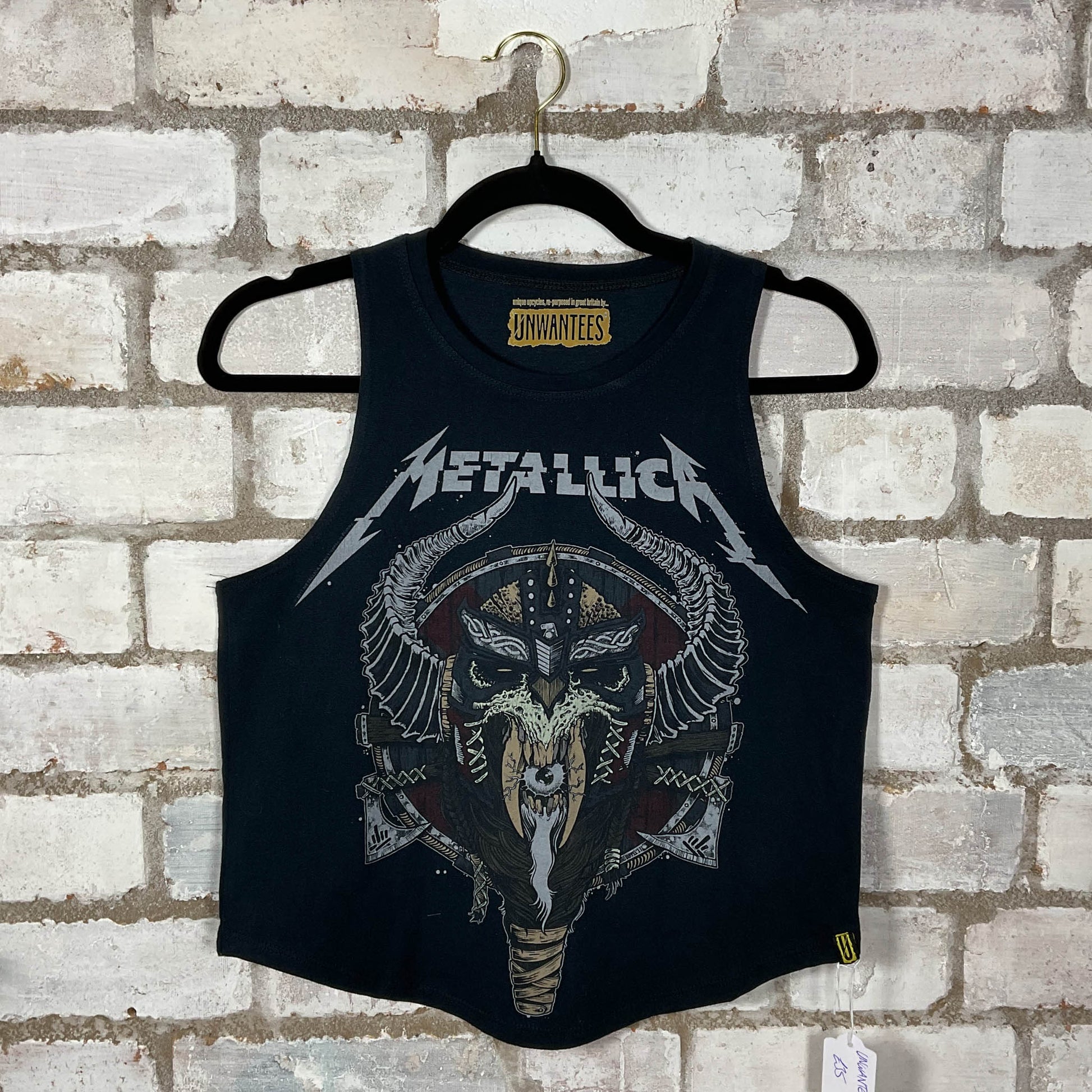 Metallica Graphic Print Racerback Unwantee Tank Top upcycled by Unwantees, sustainable fashion made in great Britain from vintage graphic tshirt 