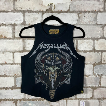 Metallica Graphic Print Racerback Unwantee Tank Top upcycled by Unwantees, sustainable fashion made in great Britain from vintage graphic tshirt 