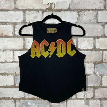 AC/DC Fiery Classic logo Unwantee Tank Top upcycled by Unwantees, sustainable fashion made in great Britain from vintage graphic tshirt 