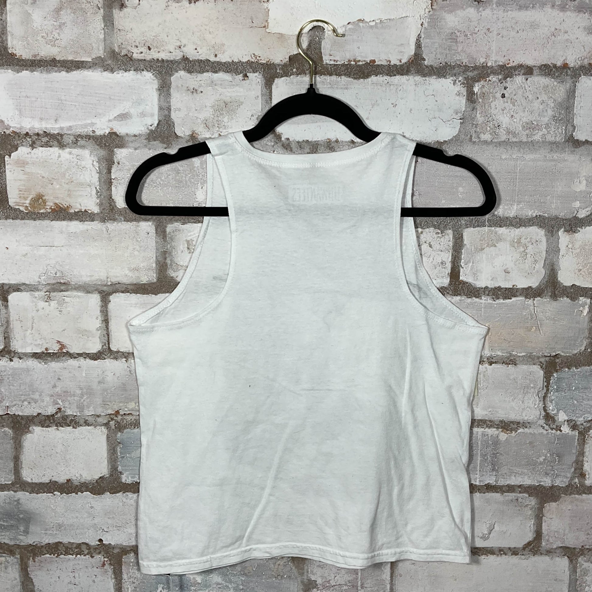 Ed Sheeran cat in Hat Unwantee Tank Top upcycled by Unwantees, sustainable fashion made in great Britain from vintage graphic tshirt back view