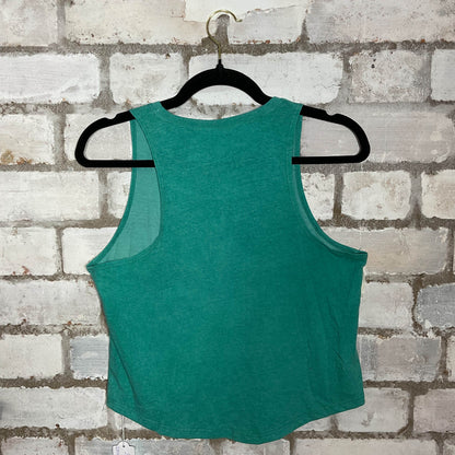 Lucky Print on Teal Unwantee Tank Top upcycled by Unwantees, sustainable fashion made in great Britain from vintage graphic tshirt back view