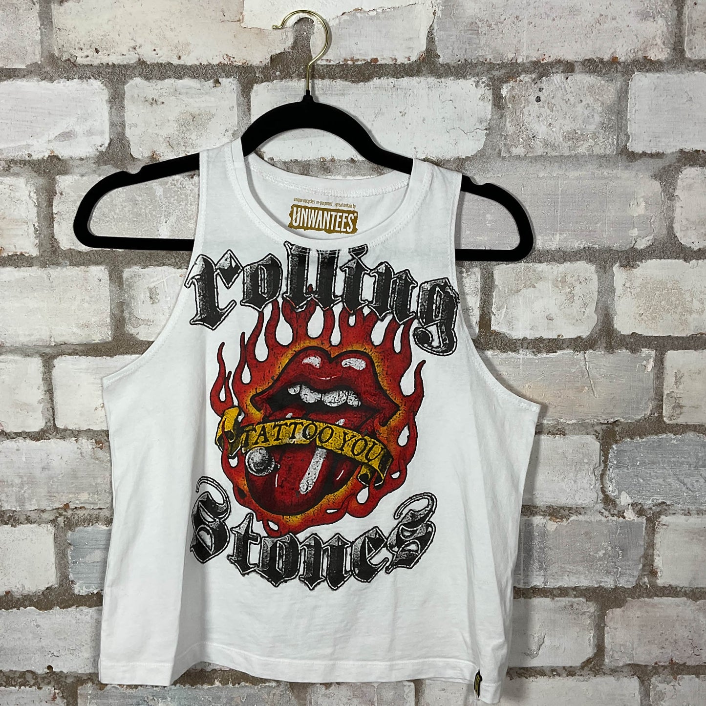 Rolling Stones Tattoo You Unwantee Tank Top upcycled by Unwantees, sustainable fashion made in great Britain from vintage graphic tshirt 
