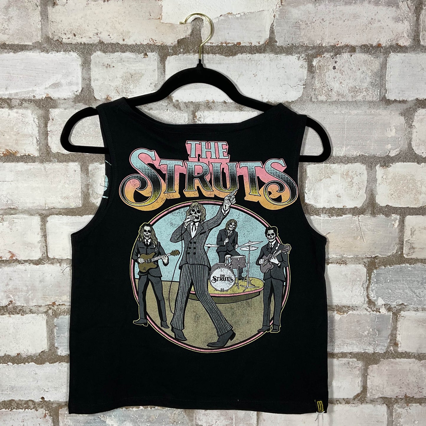 The Strutts 2023 Tour Unwantee Tank Top upcycled by Unwantees, sustainable fashion made in great Britain from vintage graphic tshirt