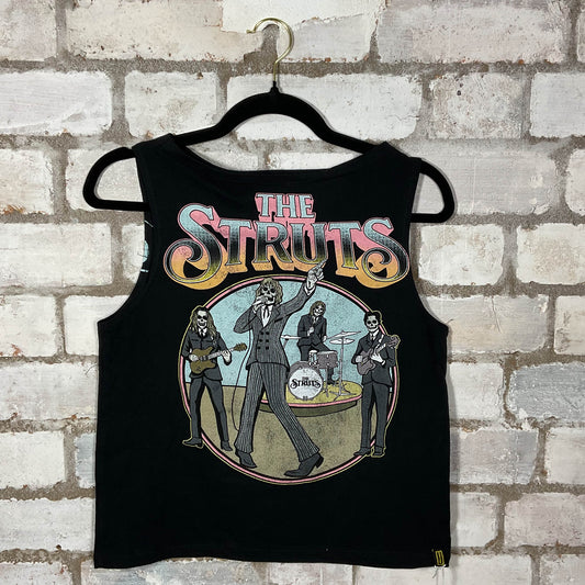 The Strutts 2023 Tour Unwantee Tank Top upcycled by Unwantees, sustainable fashion made in great Britain from vintage graphic tshirt
