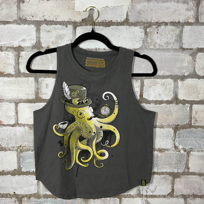 Steampunk Octopus Unwantee Tank Top upcycled by Unwantees, sustainable fashion made in great Britain from vintage graphic tshirt 
