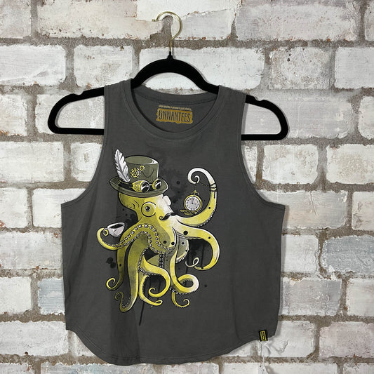 Steampunk Octopus Unwantee Tank Top upcycled by Unwantees, sustainable fashion made in great Britain from vintage graphic tshirt 