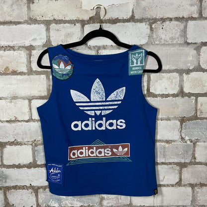 1970s Vintage Adidas Upcycle Unwantee Tank Top upcycled by Unwantees, sustainable fashion made in great Britain from vintage graphic tshirt