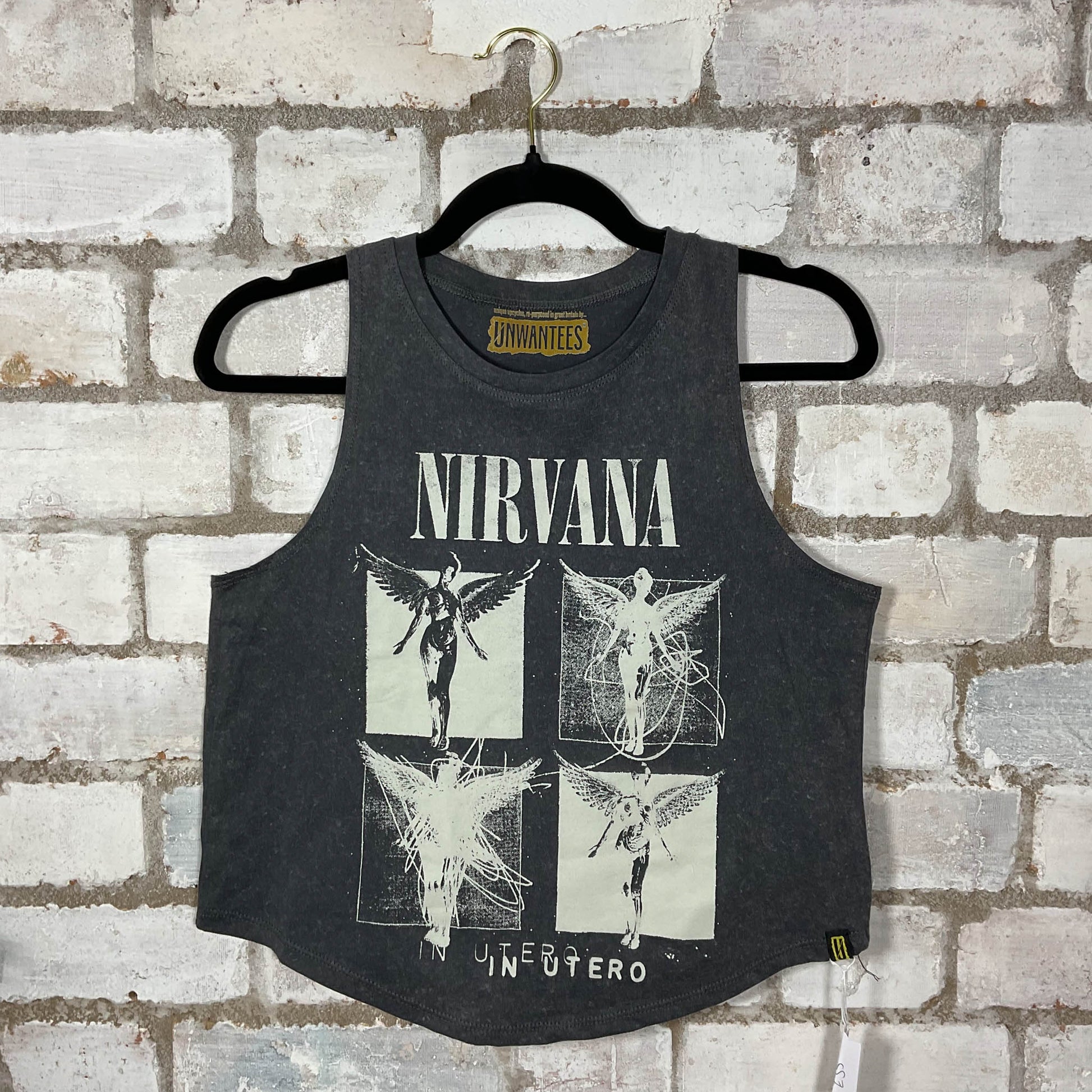 Nirvana Grey Racerback Unwantee Upcycle Tank Top upcycled by Unwantees, sustainable fashion made in great Britain from vintage graphic tshirt