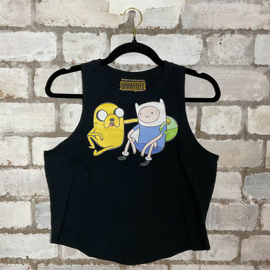 Jake the Dog and Finn the Human Racerback Unwantee Upcycle Tank Top upcycled by Unwantees, sustainable fashion made in great Britain from vintage graphic tshirt rear view