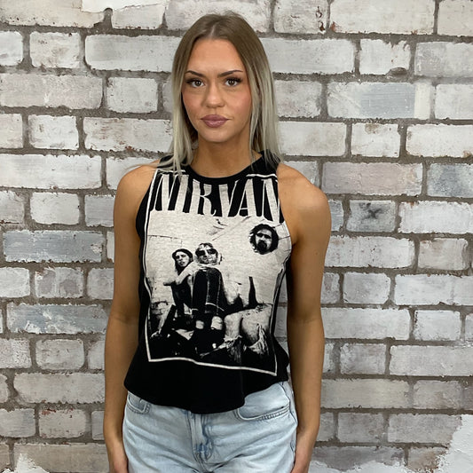 Nirvana White on Black Polaroid Racerback