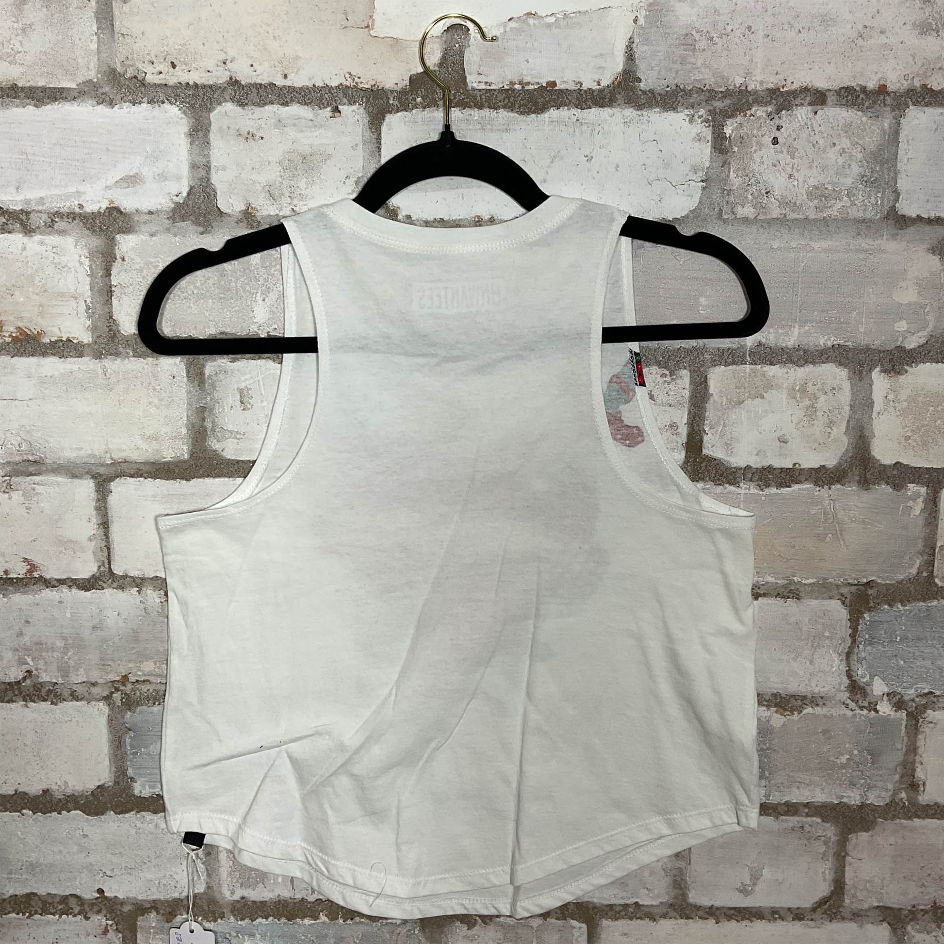 Saatchi Gallery White Racerback Unwantee Upcycle Tank Top upcycled by Unwantees, sustainable fashion made in great Britain from vintage graphic tshirt 