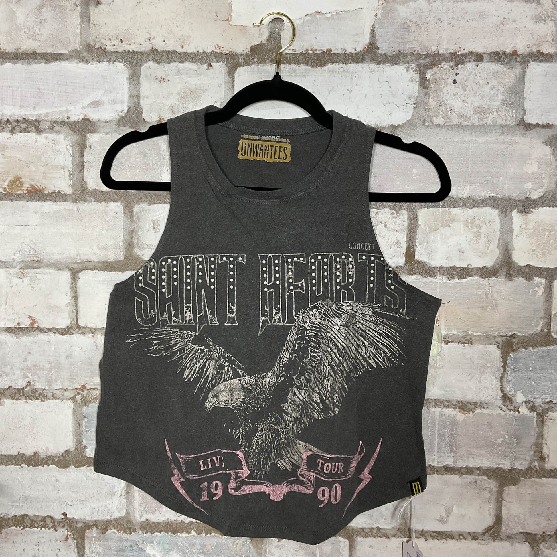Saint Hearts Racerback Unwantee Upcycle Tank Top upcycled by Unwantees, sustainable fashion made in great Britain from vintage graphic tshirt