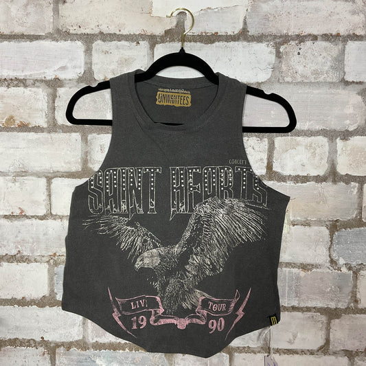 Saint Hearts Racerback Unwantee Upcycle Tank Top upcycled by Unwantees, sustainable fashion made in great Britain from vintage graphic tshirt