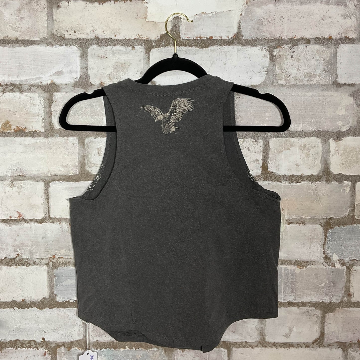 Saint Hearts Racerback Unwantee Upcycle Tank Top upcycled by Unwantees, sustainable fashion made in great Britain from vintage graphic tshirt detail