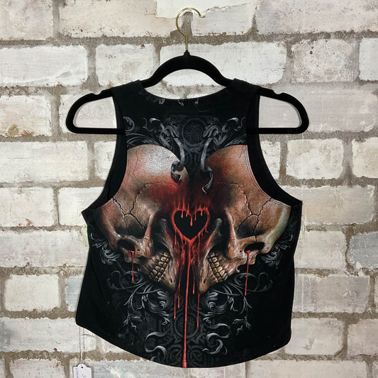 Cute Skeleton Love Racerback Unwantee Upcycle Tank Top upcycled by Unwantees, sustainable fashion made in great Britain from vintage graphic tshirt Rear View