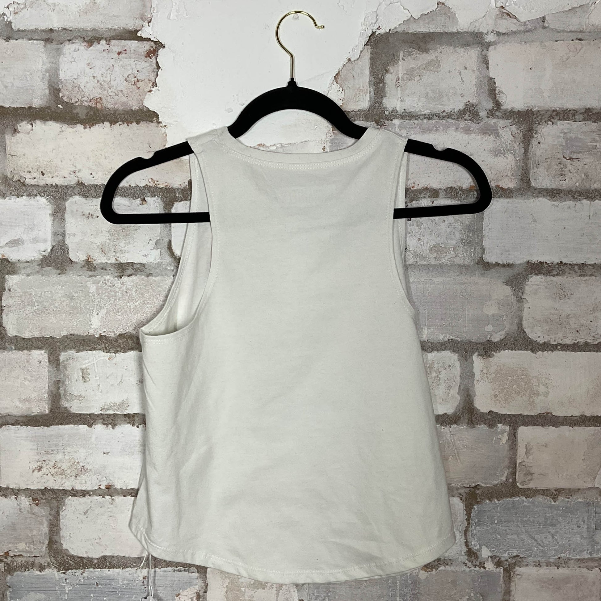 Metallica White Racerback Unwantee Upcycle Tank Top upcycled by Unwantees, sustainable fashion made in great Britain from vintage graphic tshirt Rear view