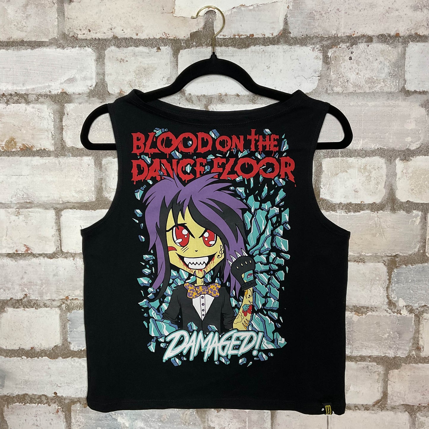 Damaged Blood on the Dancefloor Unwantee Upcycle Tank Top upcycled by Unwantees, sustainable fashion made in great Britain from vintage graphic tshirt