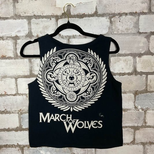 March of Wolves Slash Neck Unwantee Upcycle Tank Top upcycled by Unwantees, sustainable fashion made in great Britain from vintage graphic tshirt Rear View