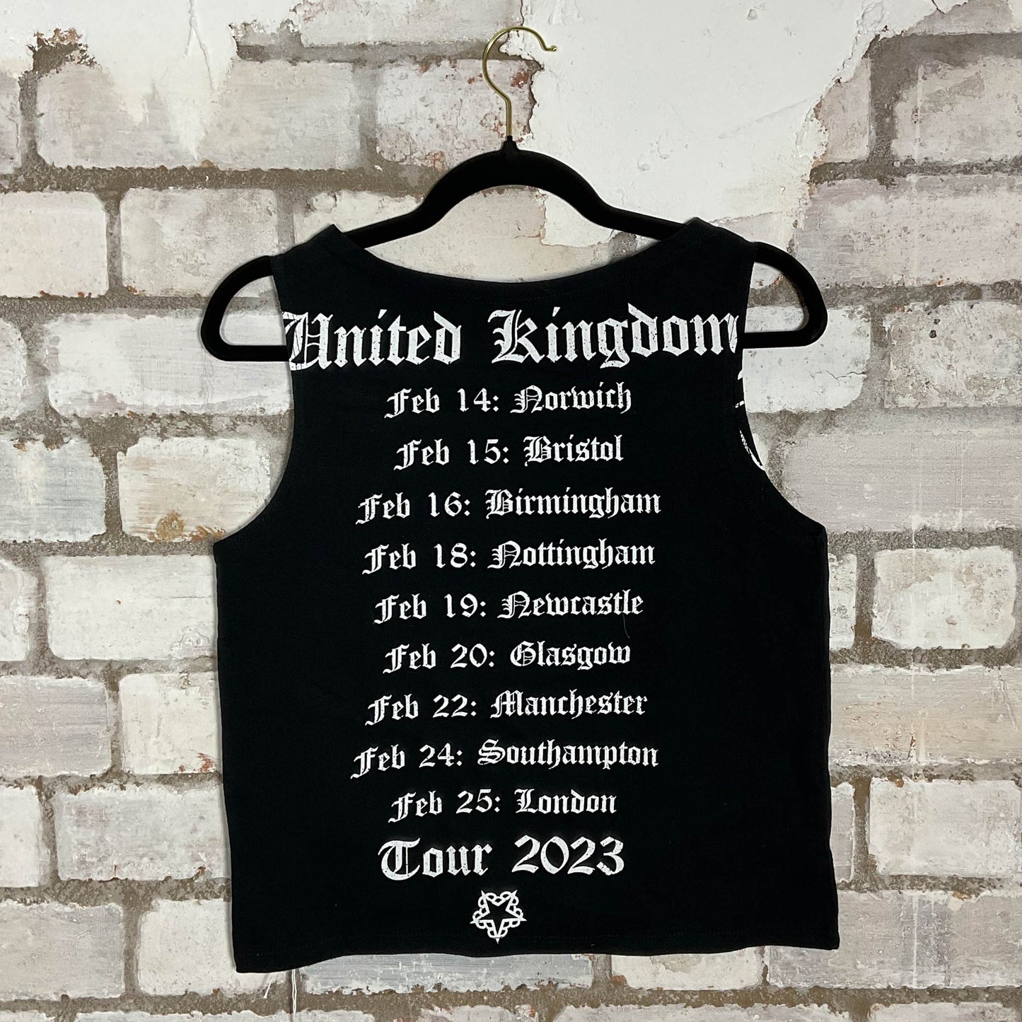 Black Veil Brides 2023 Tour Unwantee Upcycle Tank Top upcycled by Unwantees, sustainable fashion made in great Britain from vintage graphic tshirt rear view