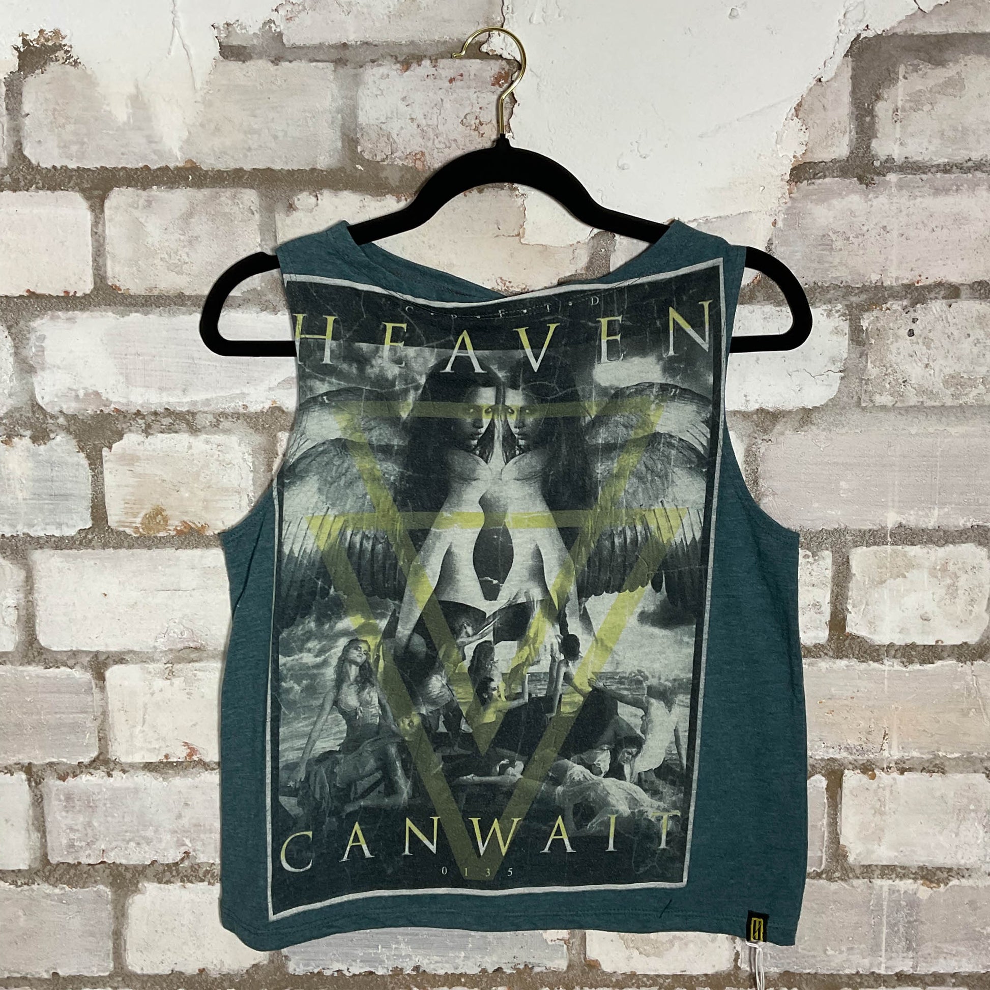 Heaven Can Wait Illustration Unwantee Upcycle Tank Top upcycled by Unwantees, sustainable fashion made in great Britain from vintage graphic tshirt