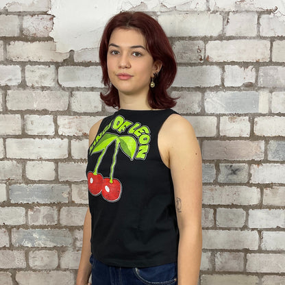 Kings of Leon, Happy Cherry print graphic tshirt recycled by Unwantees, Upcycled Band tshirt by Unwantees, tank tops athleisure