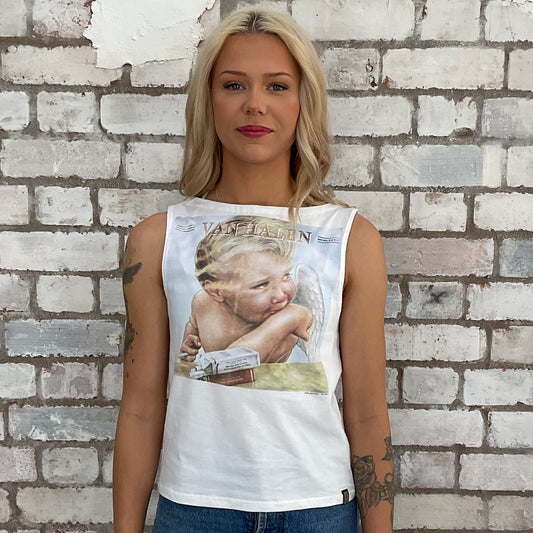 Van Halen tank top, vest top, van halen printed graphic, sustainable fashion
upcycled clothing
eco-friendly fashion
reworked fashion
ethical clothing brand
slow fashion