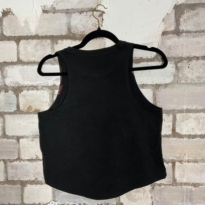 Rock’N’Roll Racerback Unwantee Upcycle Tank Top upcycled by Unwantees, sustainable fashion made in great Britain from vintage graphic tshirt Patchwork detail