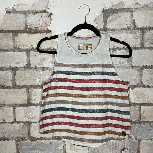 Horizontal Stripes Racerback Unwantee Upcycle Tank Top upcycled by Unwantees, sustainable fashion made in great Britain from vintage graphic tshirt