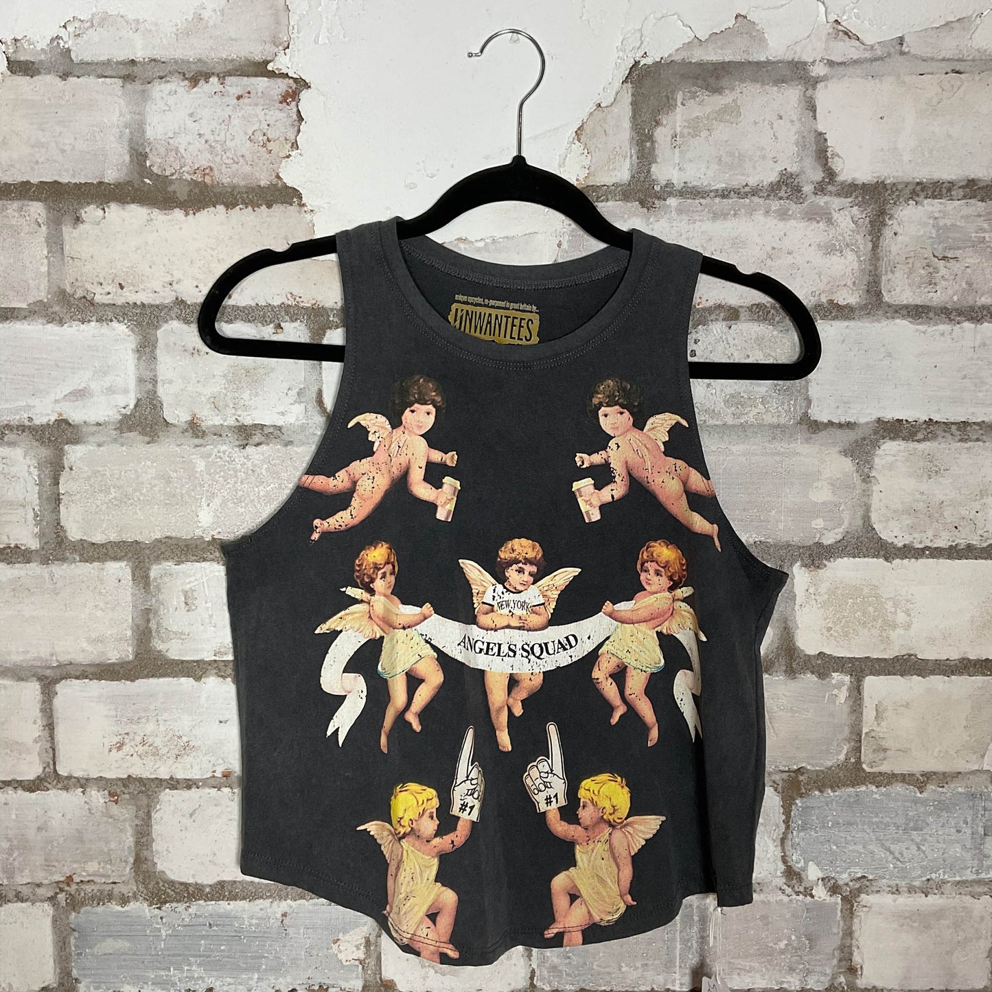 Angels Squad Cherub Illustration Unwantee Upcycle Tank Top upcycled by Unwantees, sustainable fashion made in great Britain from vintage graphic tshirt