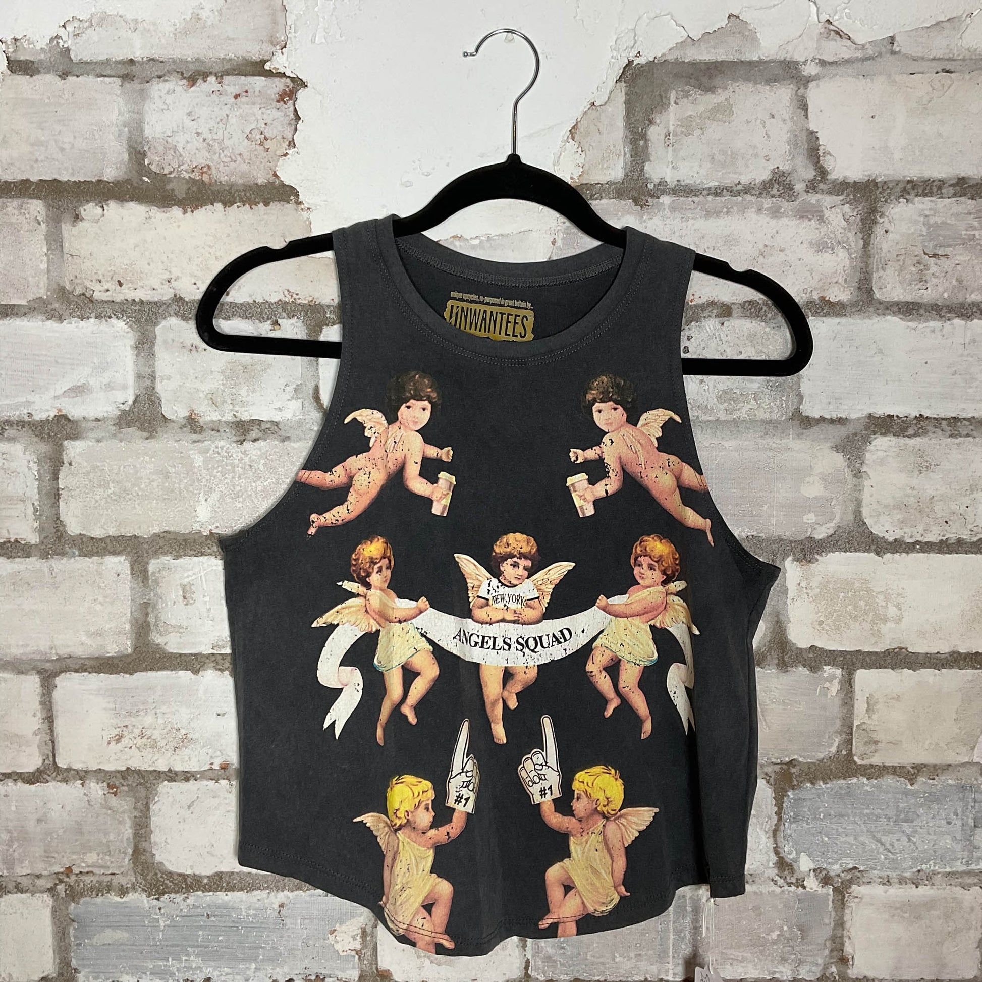 Angels Squad Cherub Illustration Unwantee Upcycle Tank Top upcycled by Unwantees, sustainable fashion made in great Britain from vintage graphic tshirt